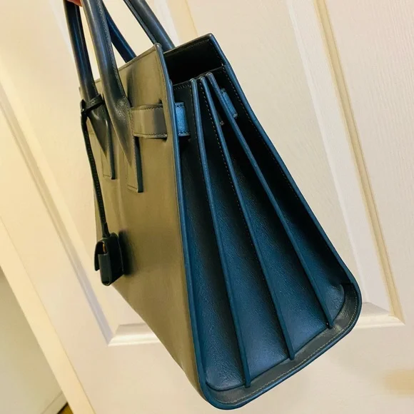 EUC YSL Saint Laurent Sac de Jour Blue/Gray Leather Bag - Picture 9 of 17